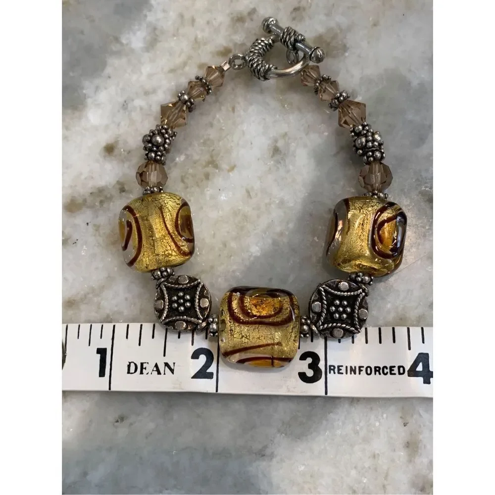 Austria Crystals and Murano Glass Sterling Silver Bracelet #handmade #Italy